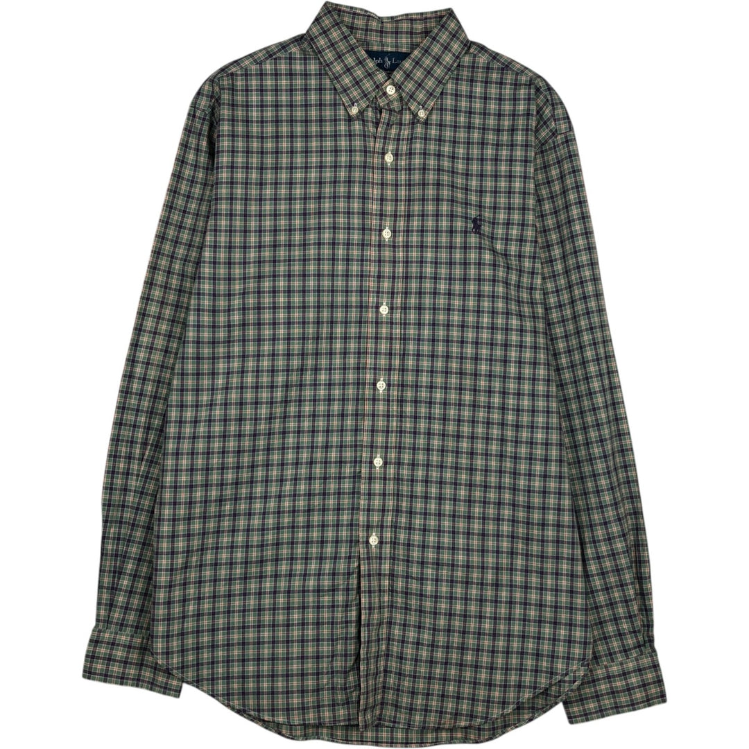 Ralph Lauren Classic Fit Long Sleeve Button Down Check Shirt Men's Size L cotton purple type Vintage Second Hand