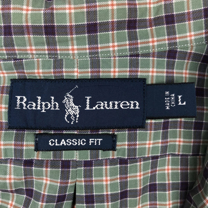 Ralph Lauren Classic Fit Long Sleeve Button Down Check Shirt Men's Size L cotton purple type Vintage Second Hand