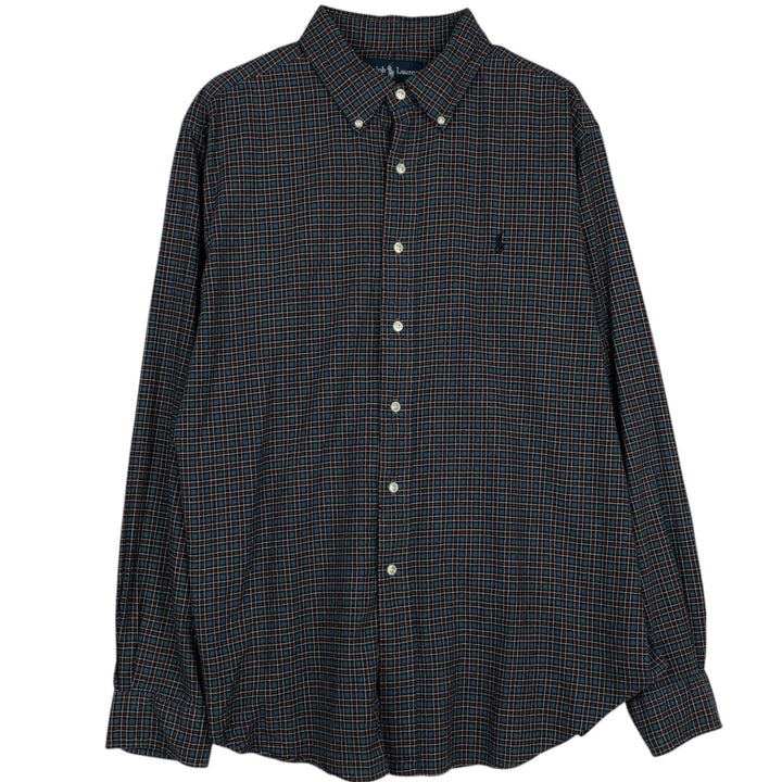 Ralph Lauren Classic Fit Long Sleeve Button Down Check Shirt Men's XL cotton blue type Vintage Second Hand