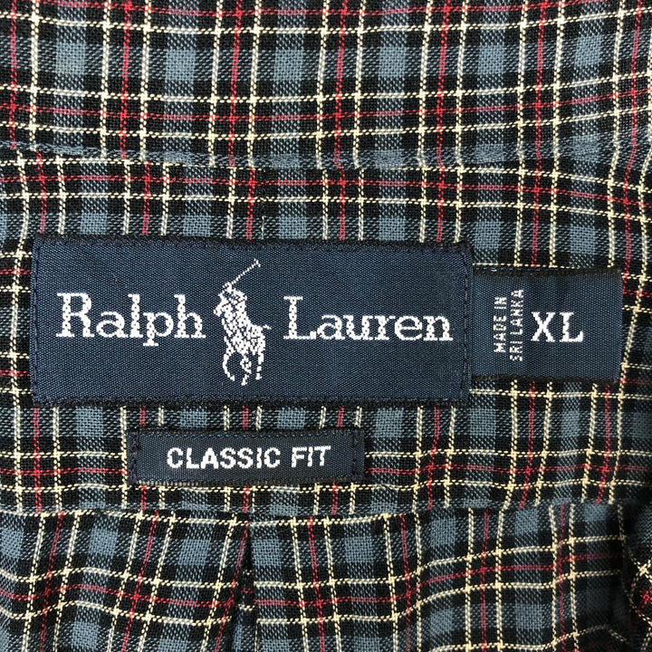 Ralph Lauren Classic Fit Long Sleeve Button Down Check Shirt Men's XL cotton blue type Vintage Second Hand