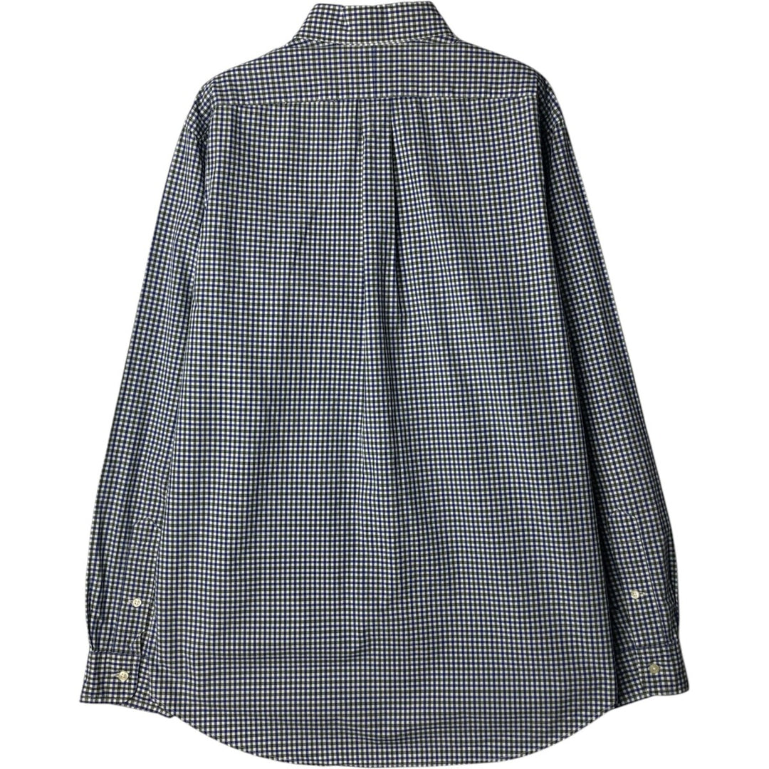 Ralph Lauren long sleeve button down check shirt, men's size L cotton navy blue type Vintage Second Hand