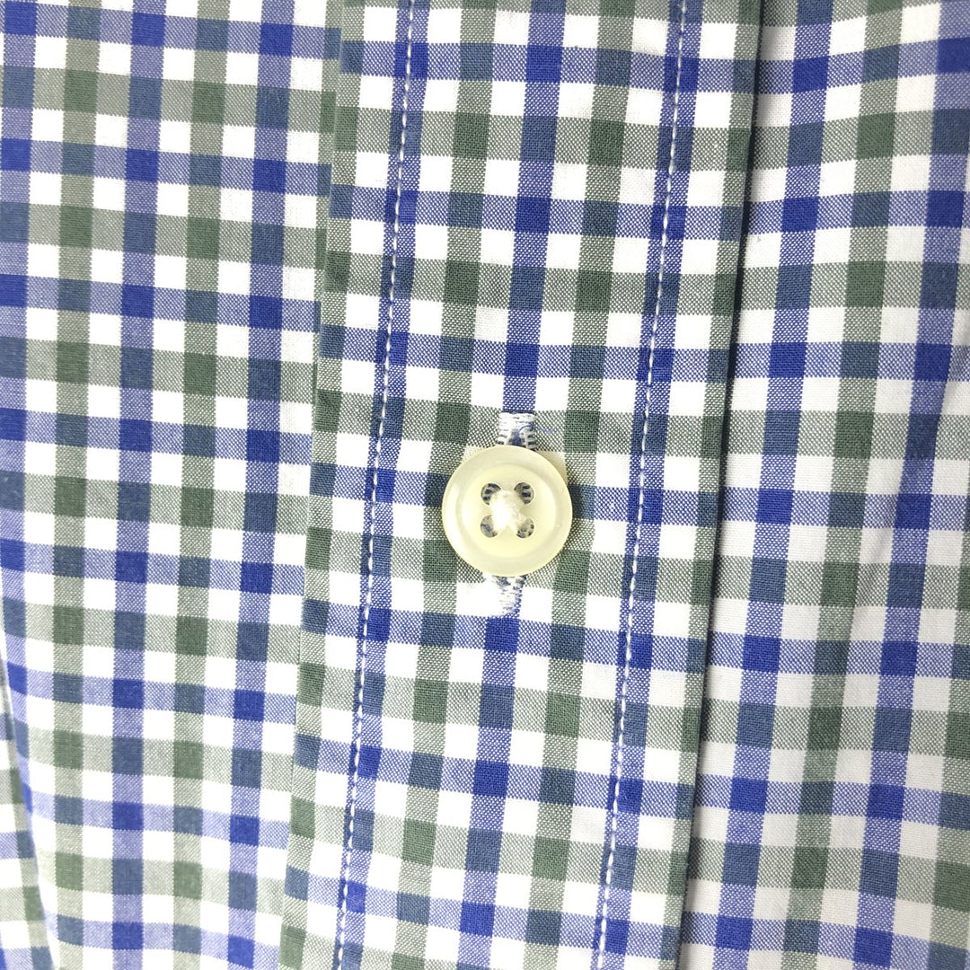 Ralph Lauren long sleeve button down check shirt, men's size L cotton navy blue type Vintage Second Hand