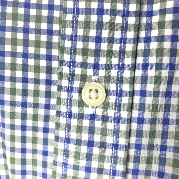 Ralph Lauren long sleeve button down check shirt, men's size L cotton navy blue type Vintage Second Hand