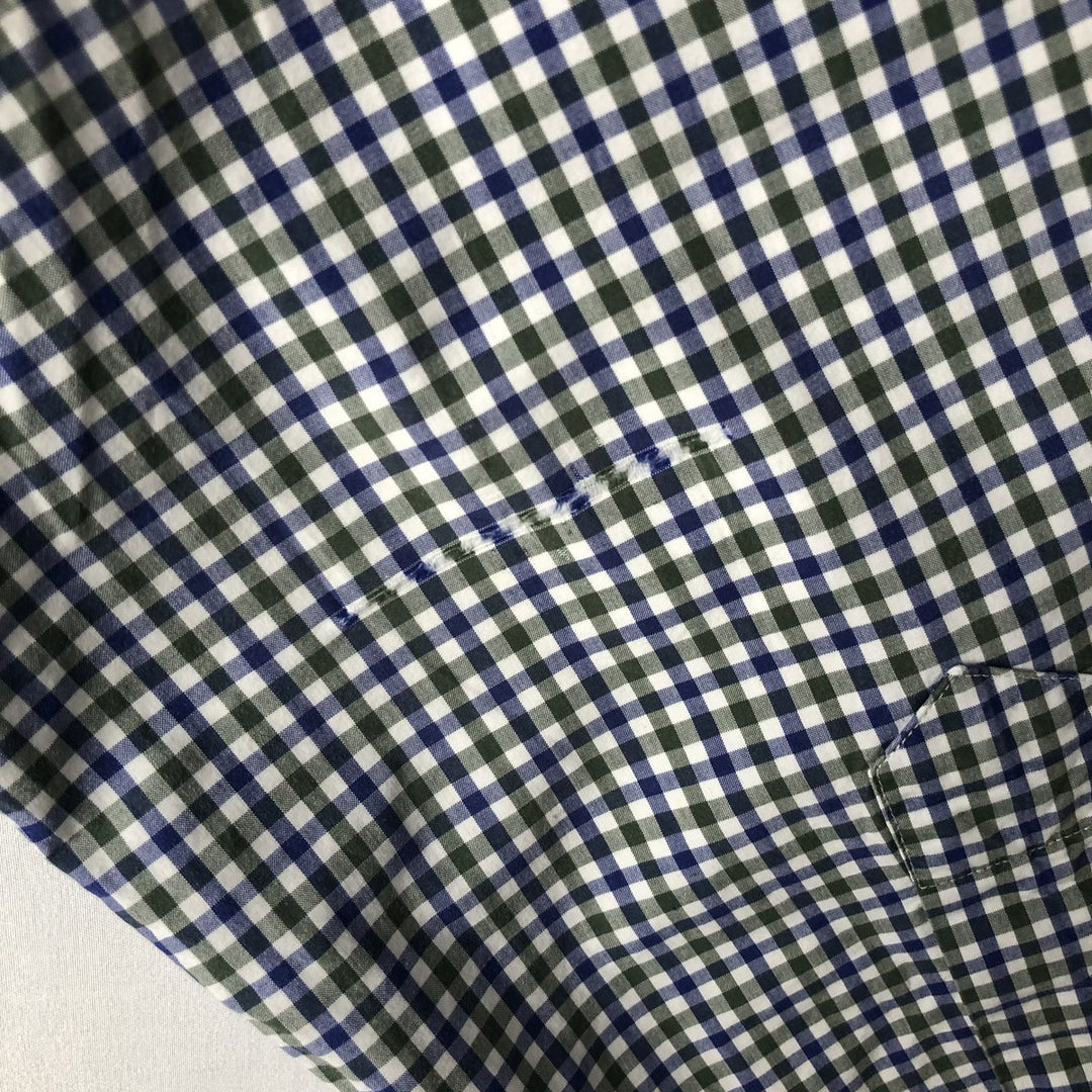 Ralph Lauren long sleeve button down check shirt, men's size L cotton navy blue type Vintage Second Hand