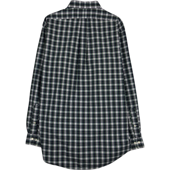 Ralph Lauren YARMOUTH Tartan Check Long-Sleeve Button-Down Check Shirt, Men's Size L (approx.) cotton navy blue type Vintage Second Hand