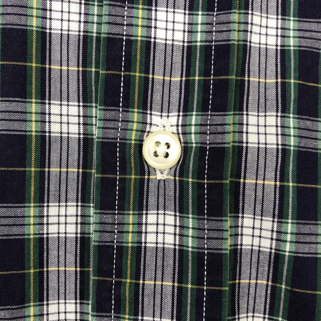 Ralph Lauren YARMOUTH Tartan Check Long-Sleeve Button-Down Check Shirt, Men's Size L (approx.) cotton navy blue type Vintage Second Hand