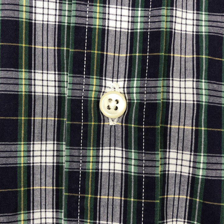 Ralph Lauren YARMOUTH Tartan Check Long-Sleeve Button-Down Check Shirt, Men's Size L (approx.) cotton navy blue type Vintage Second Hand