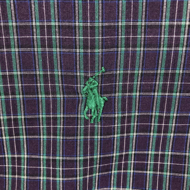 Ralph Lauren CUSTOM FIT long sleeve button down check shirt men's XL size cotton purple type Vintage Second Hand