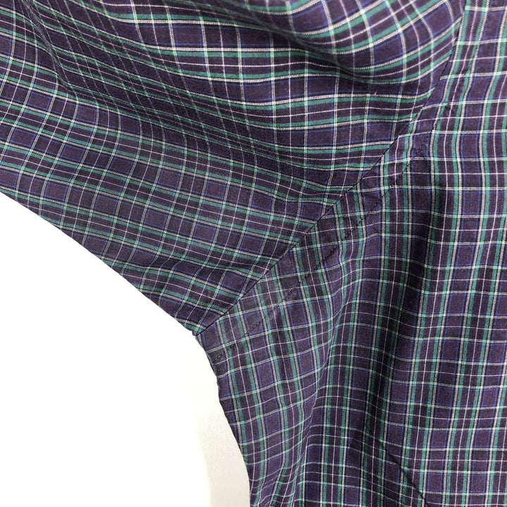 Ralph Lauren CUSTOM FIT long sleeve button down check shirt men's XL size cotton purple type Vintage Second Hand