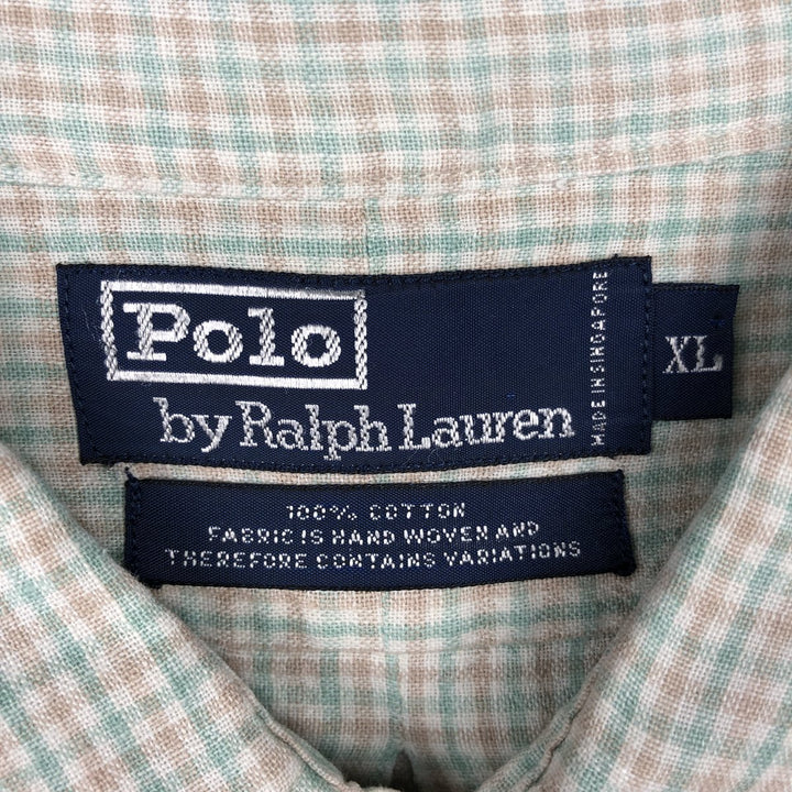 Ralph Lauren POLO by Ralph Lauren long sleeve cotton check shirt, men's XL size cotton white type Vintage Second Hand