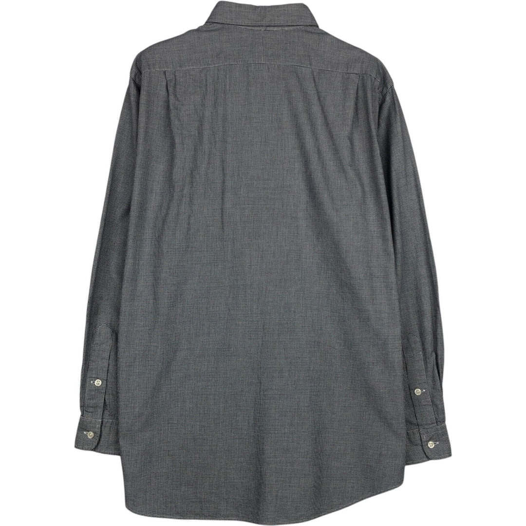 Ralph Lauren POLO by Ralph Lauren LOWELL SPORT Houndstooth Pattern Long-Sleeve Cotton Shirt, Men's Size M (approx.) cotton black type Vintage Second Hand
