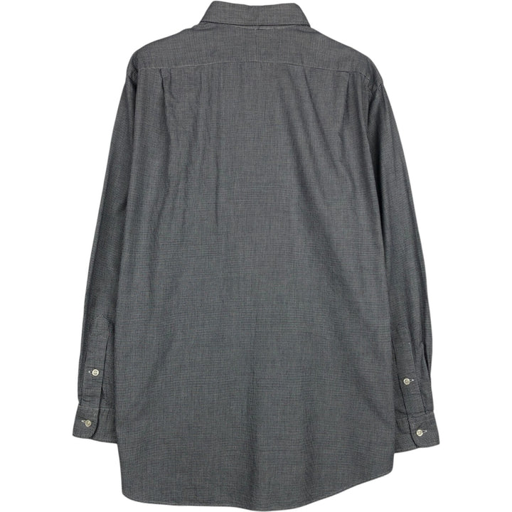 Ralph Lauren POLO by Ralph Lauren LOWELL SPORT Houndstooth Pattern Long-Sleeve Cotton Shirt, Men's Size M (approx.) cotton black type Vintage Second Hand