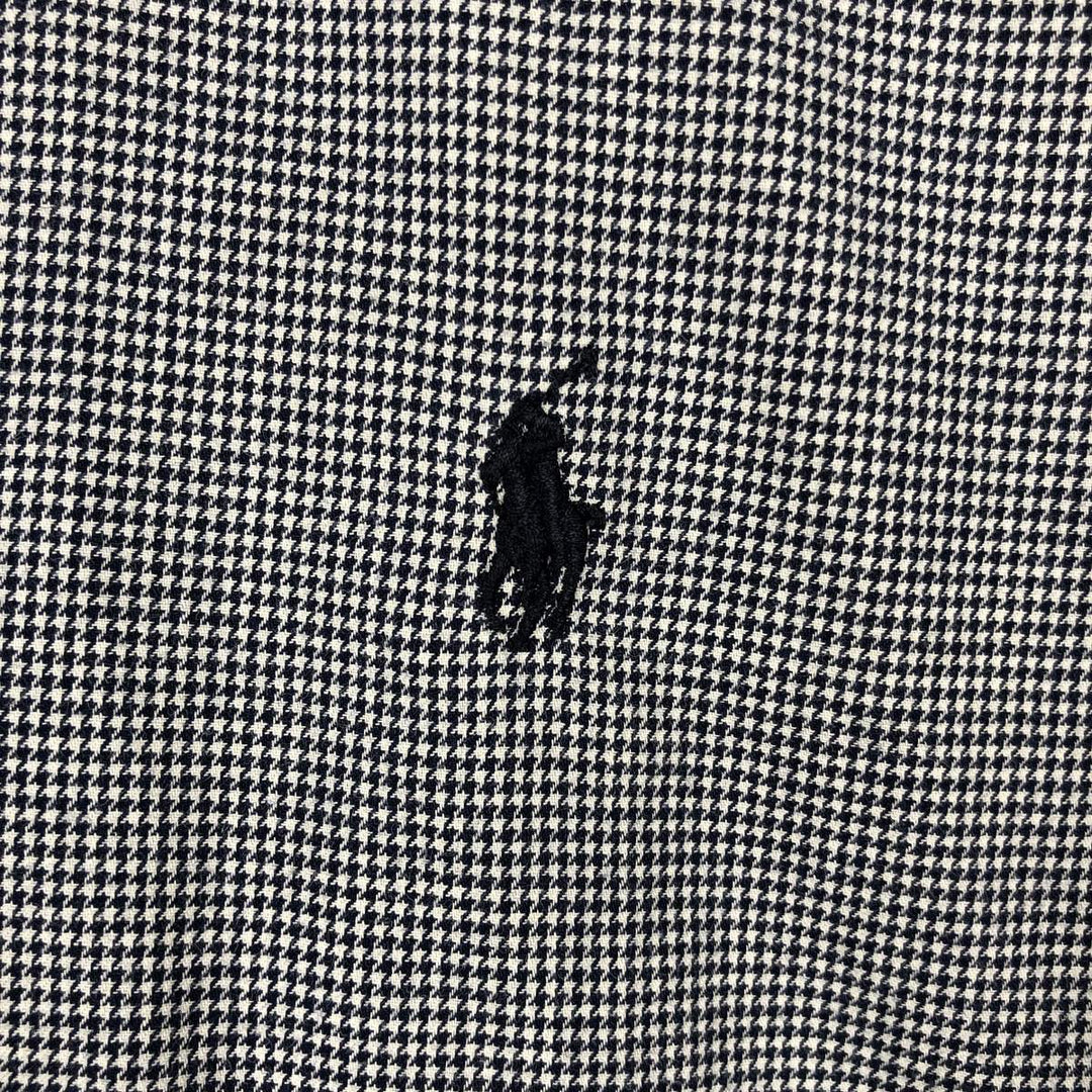 Ralph Lauren POLO by Ralph Lauren LOWELL SPORT Houndstooth Pattern Long-Sleeve Cotton Shirt, Men's Size M (approx.) cotton black type Vintage Second Hand