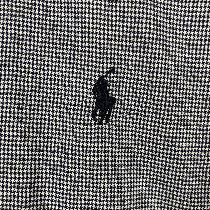 Ralph Lauren POLO by Ralph Lauren LOWELL SPORT Houndstooth Pattern Long-Sleeve Cotton Shirt, Men's Size M (approx.) cotton black type Vintage Second Hand