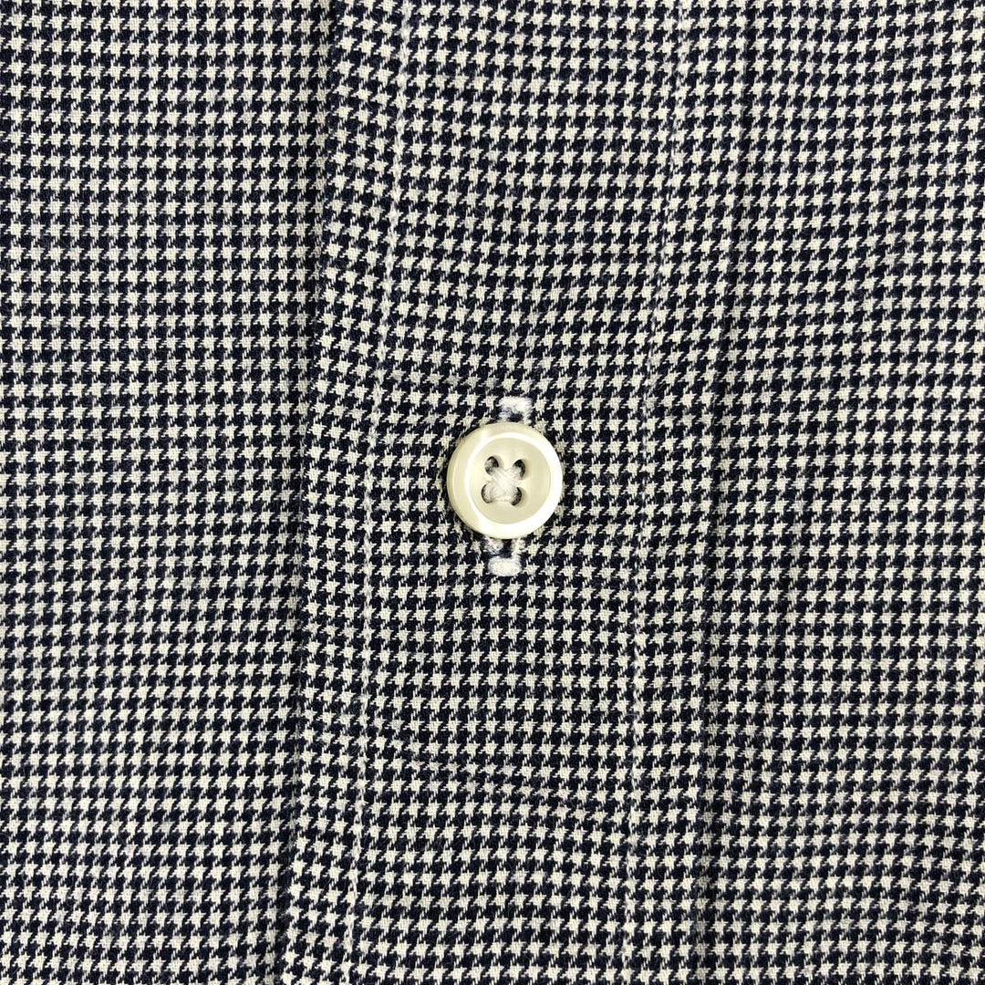 Ralph Lauren POLO by Ralph Lauren LOWELL SPORT Houndstooth Pattern Long-Sleeve Cotton Shirt, Men's Size M (approx.) cotton black type Vintage Second Hand