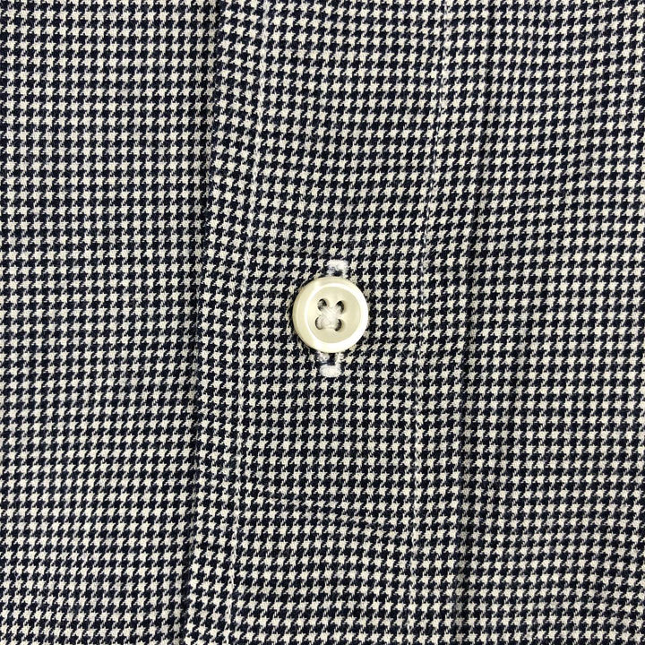 Ralph Lauren POLO by Ralph Lauren LOWELL SPORT Houndstooth Pattern Long-Sleeve Cotton Shirt, Men's Size M (approx.) cotton black type Vintage Second Hand