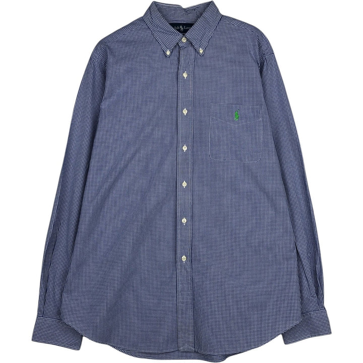 Ralph Lauren Classic Fit Gingham Check Long Sleeve Button-Down Check Shirt, Men's Size L cotton white type Vintage Second Hand