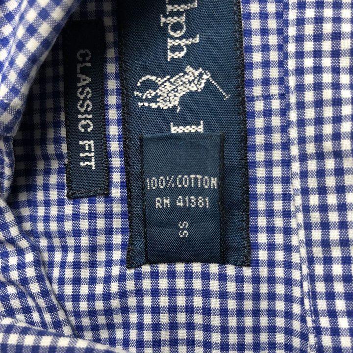 Ralph Lauren Classic Fit Gingham Check Long Sleeve Button-Down Check Shirt, Men's Size L cotton white type Vintage Second Hand