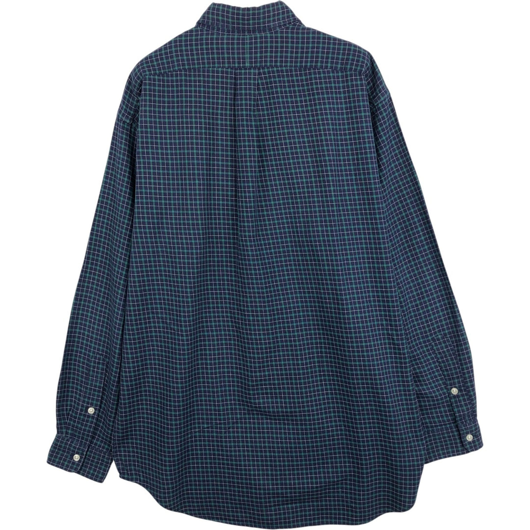 Ralph Lauren BLAKE Check Pattern Long Sleeve Button-Down Check Shirt, Men's Size Medium cotton navy blue type Vintage Second Hand