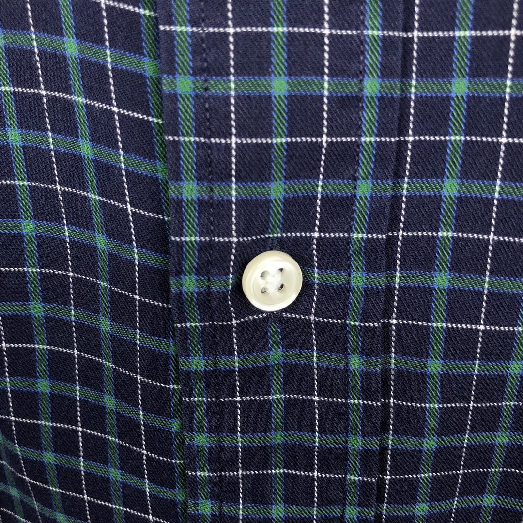 Ralph Lauren BLAKE Check Pattern Long Sleeve Button-Down Check Shirt, Men's Size Medium cotton navy blue type Vintage Second Hand