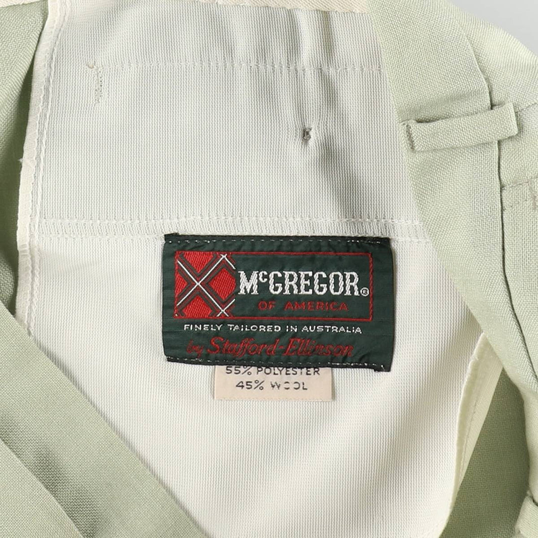 1970'S McGREGOR Poly/Wool Pants, Men's Size W36 (approx.), Vintage polyester Mint green Vintage Second Hand