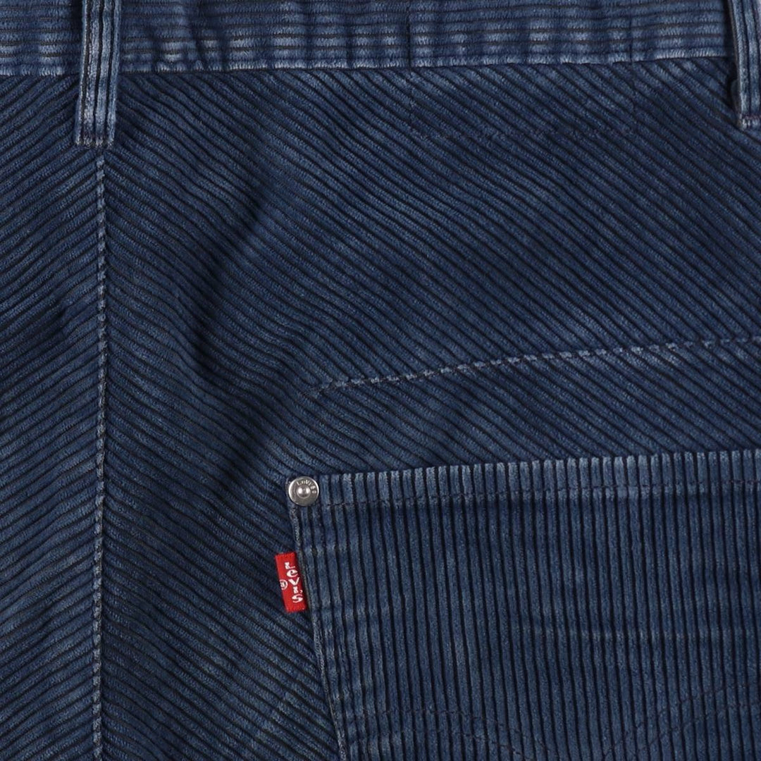 Levi's ENGINEERED Euro Model Wide-Wale Corduroy Pants, Men's Size W33 (approx.) polyester navy blue type Vintage Second Hand