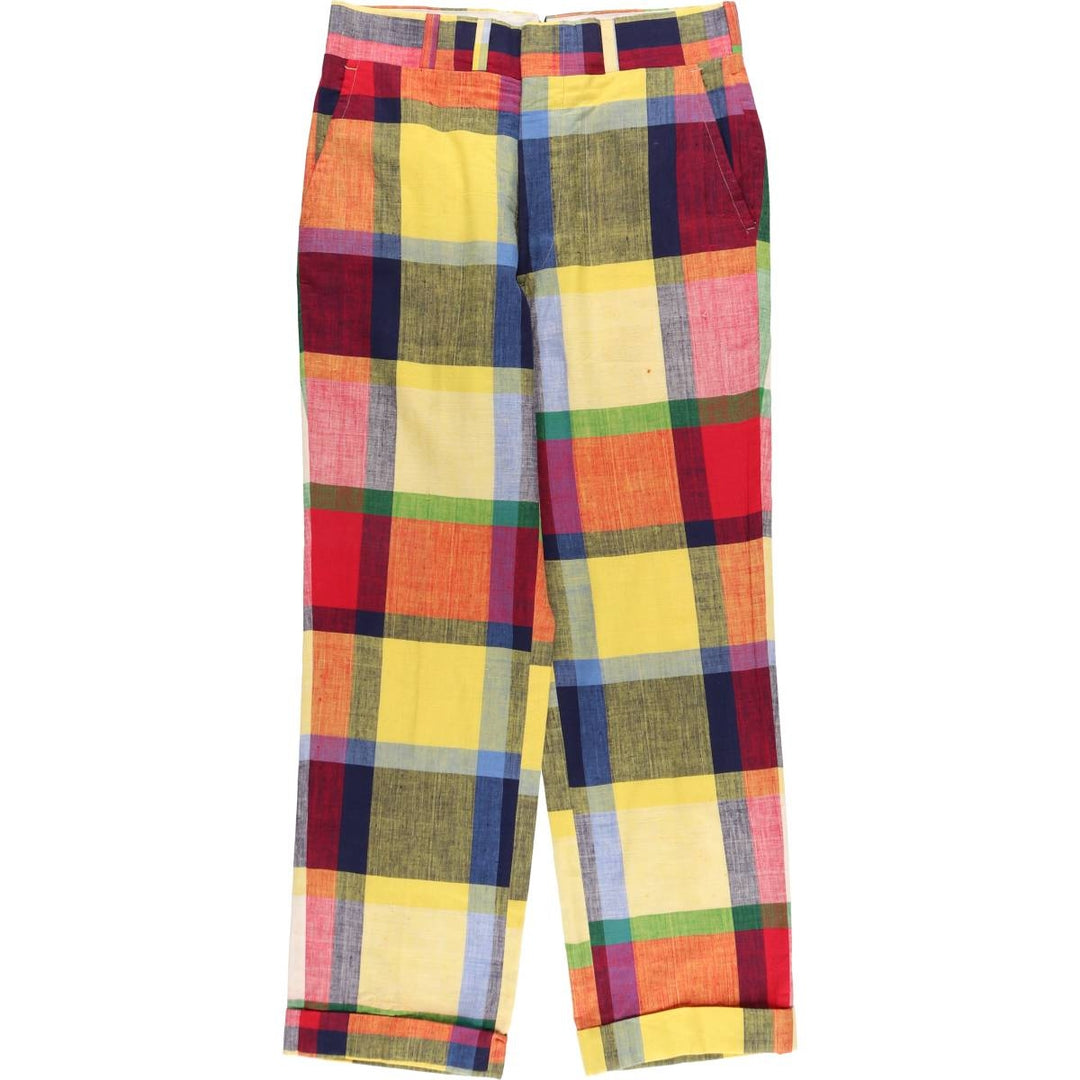 1980'S Brooks Brothers Check Pattern Slacks Pants, Men's Size W32 (approx.), Vintage unclear yellow type Vintage Second Hand