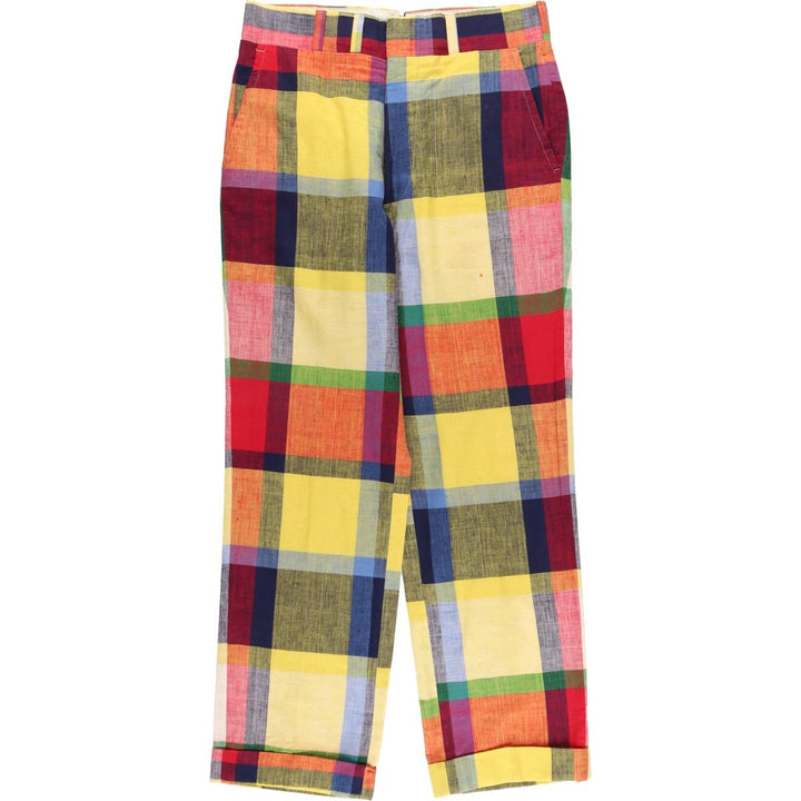 1980'S Brooks Brothers Check Pattern Slacks Pants, Men's Size W32 (approx.), Vintage unclear yellow type Vintage Second Hand