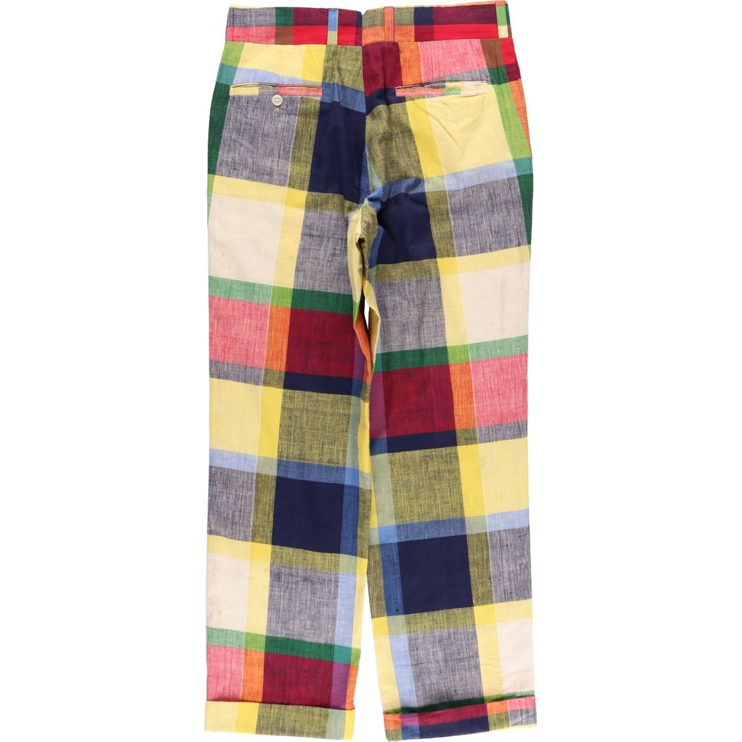 1980'S Brooks Brothers Check Pattern Slacks Pants, Men's Size W32 (approx.), Vintage unclear yellow type Vintage Second Hand