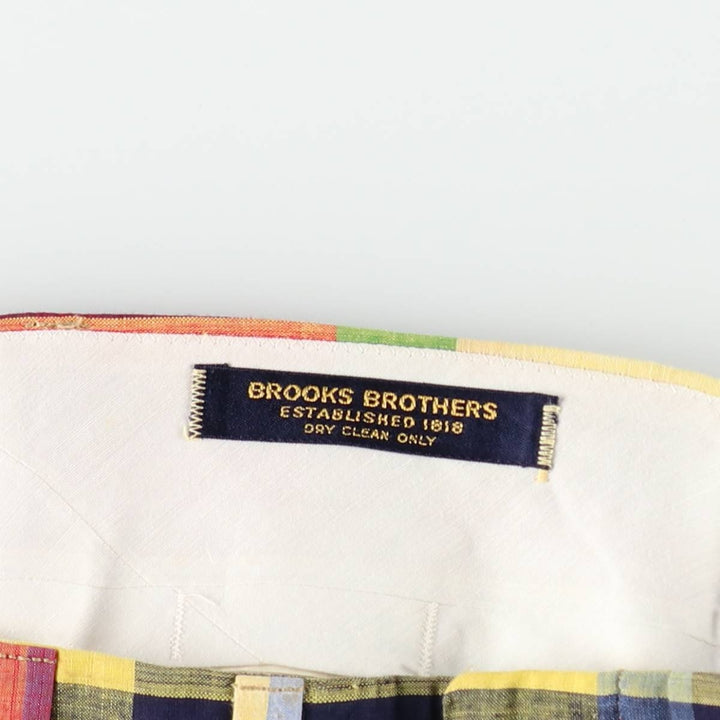 1980'S Brooks Brothers Check Pattern Slacks Pants, Men's Size W32 (approx.), Vintage unclear yellow type Vintage Second Hand