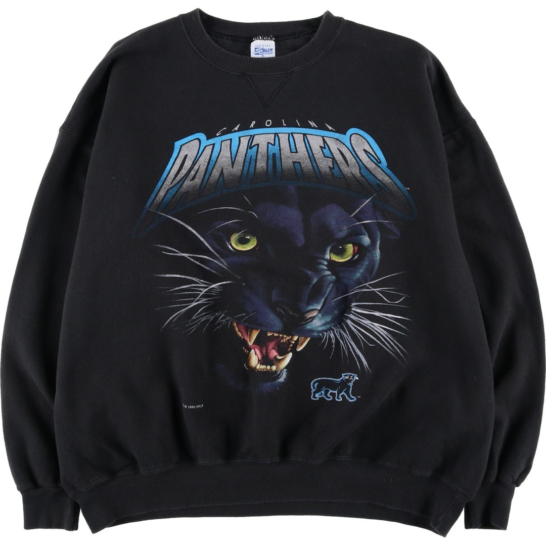 Vintage 90'S SALEM NFL Carolina Panthers Print Sweatshirt, Made in USA, Men's Size XL cotton black type Vintage Second Hand