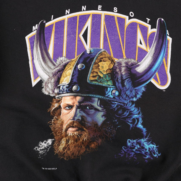 90'S SALEM NFL Minnesota Vikings Print Sweatshirt, Men's Size XL (Equivalent), Vintage cotton black type Vintage Second Hand