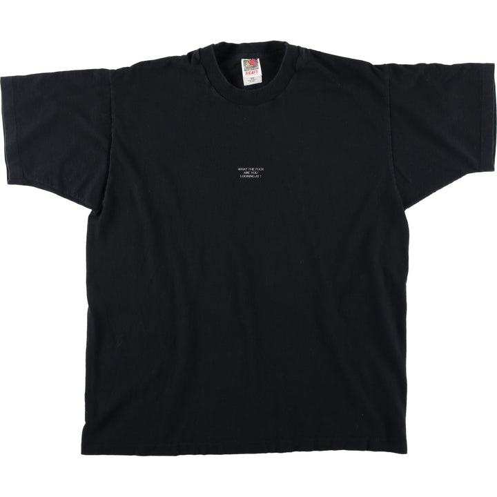 90'S Fruit of the Loom Message Print T-Shirt Made in USA Men's XL Vintage cotton black type Vintage Second Hand