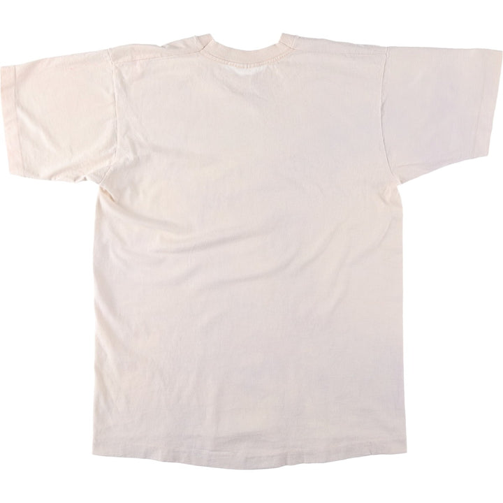 90'S Fruit of the Loom BookEnd Cafe Advertising T-Shirt, Made in USA, Men's Size L (approx.), Vintage cotton ivory Vintage Second Hand