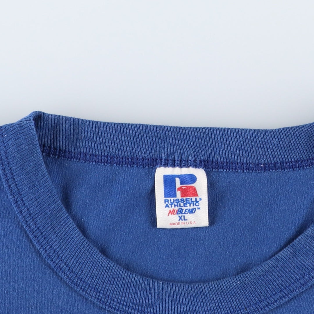 90'S Russell NUBLEND Logo Print T-Shirt, Made in USA, Men's XL (approx.), Vintage cotton blue type Vintage Second Hand