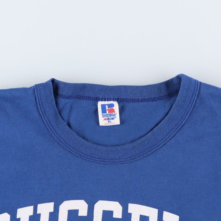 90'S Russell NUBLEND Logo Print T-Shirt, Made in USA, Men's XL (approx.), Vintage cotton blue type Vintage Second Hand