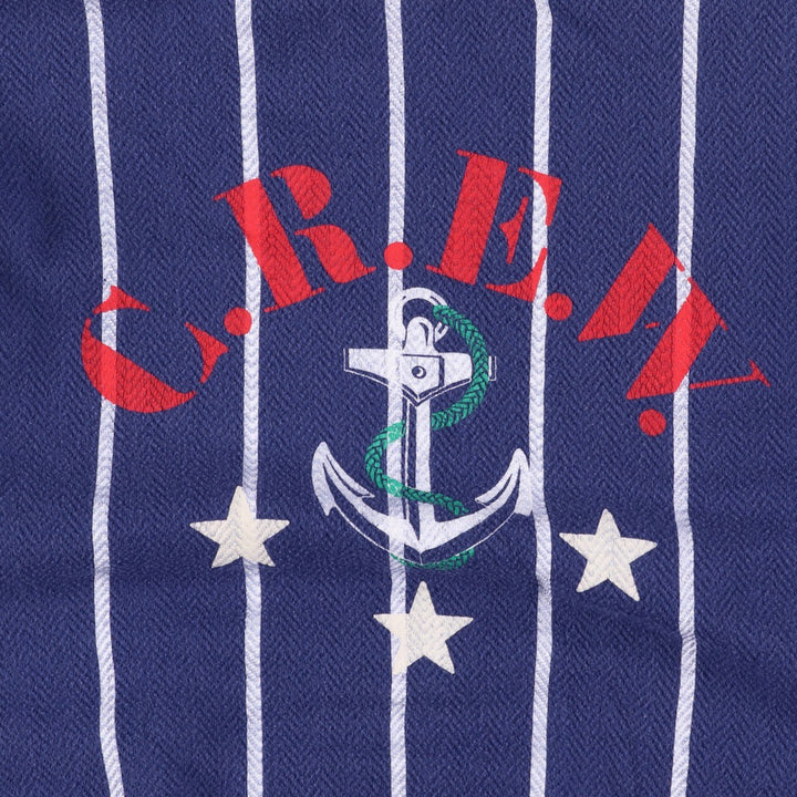 90'S Fred Perry Sportswear Stripe Pattern Herringbone Back Print Sweatshirt (Men's Size L) polyester navy blue type Vintage Second Hand