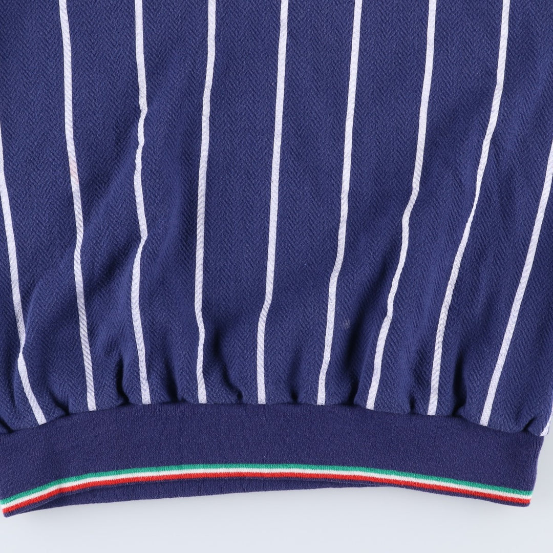 90'S Fred Perry Sportswear Stripe Pattern Herringbone Back Print Sweatshirt (Men's Size L) polyester navy blue type Vintage Second Hand