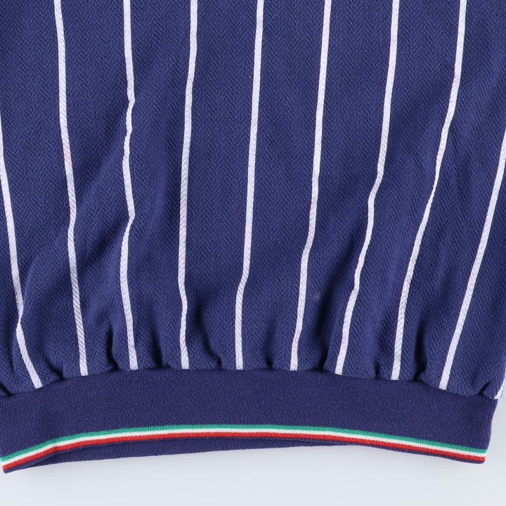 90'S Fred Perry Sportswear Stripe Pattern Herringbone Back Print Sweatshirt (Men's Size L) polyester navy blue type Vintage Second Hand