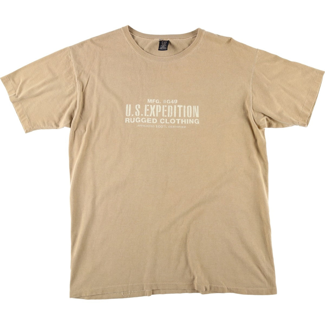 90'S GAP Old Gap Short Sleeve Printed T-Shirt Made in USA Men's L Size Vintage cotton Beige type Vintage Second Hand