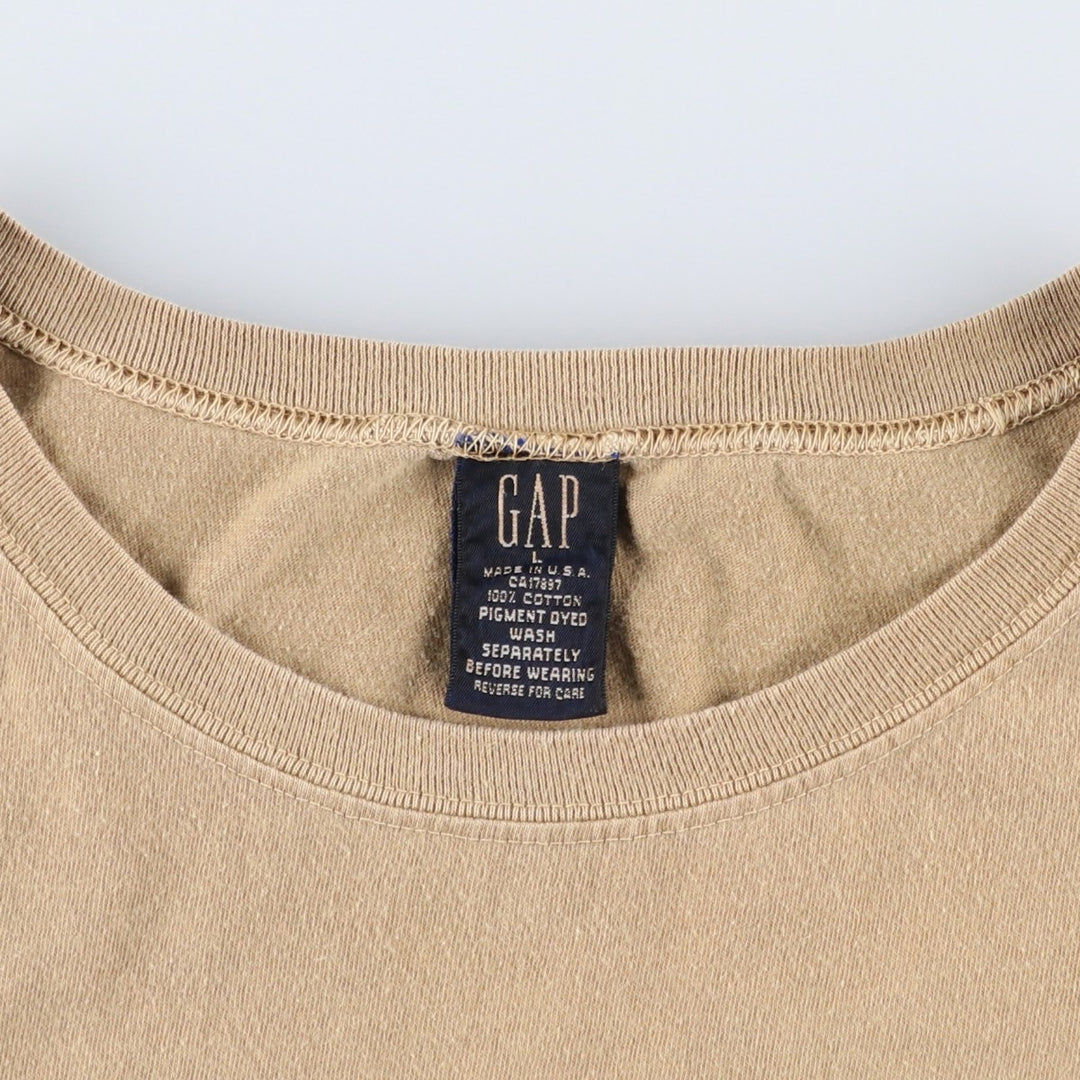 90'S GAP Old Gap Short Sleeve Printed T-Shirt Made in USA Men's L Size Vintage cotton Beige type Vintage Second Hand