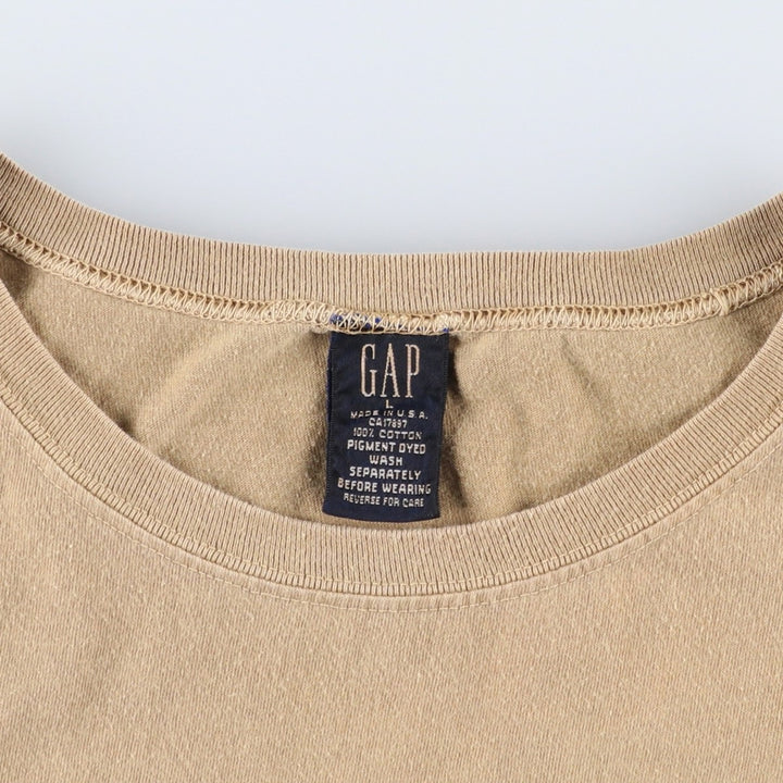 90'S GAP Old Gap Short Sleeve Printed T-Shirt Made in USA Men's L Size Vintage cotton Beige type Vintage Second Hand