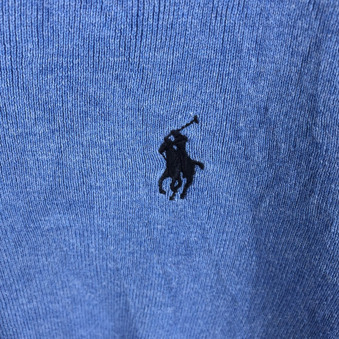 Ralph Lauren POLO RALPH LAUREN V-neck Pima cotton knit sweater, women's size M (approx.) Pima Cotton Blue type light blue Vintage Second Hand