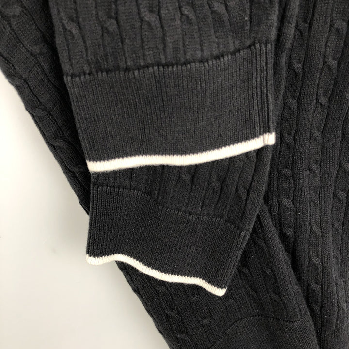 Ralph Lauren L-RL LAUREN ACTIVE Cable Knit Skipper Collar Cotton Sweater, Women's Size M (approx.) cotton black type Vintage Second Hand