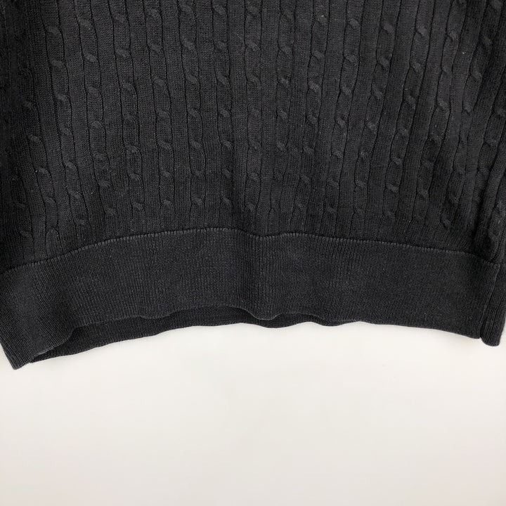 Ralph Lauren L-RL LAUREN ACTIVE Cable Knit Skipper Collar Cotton Sweater, Women's Size M (approx.) cotton black type Vintage Second Hand
