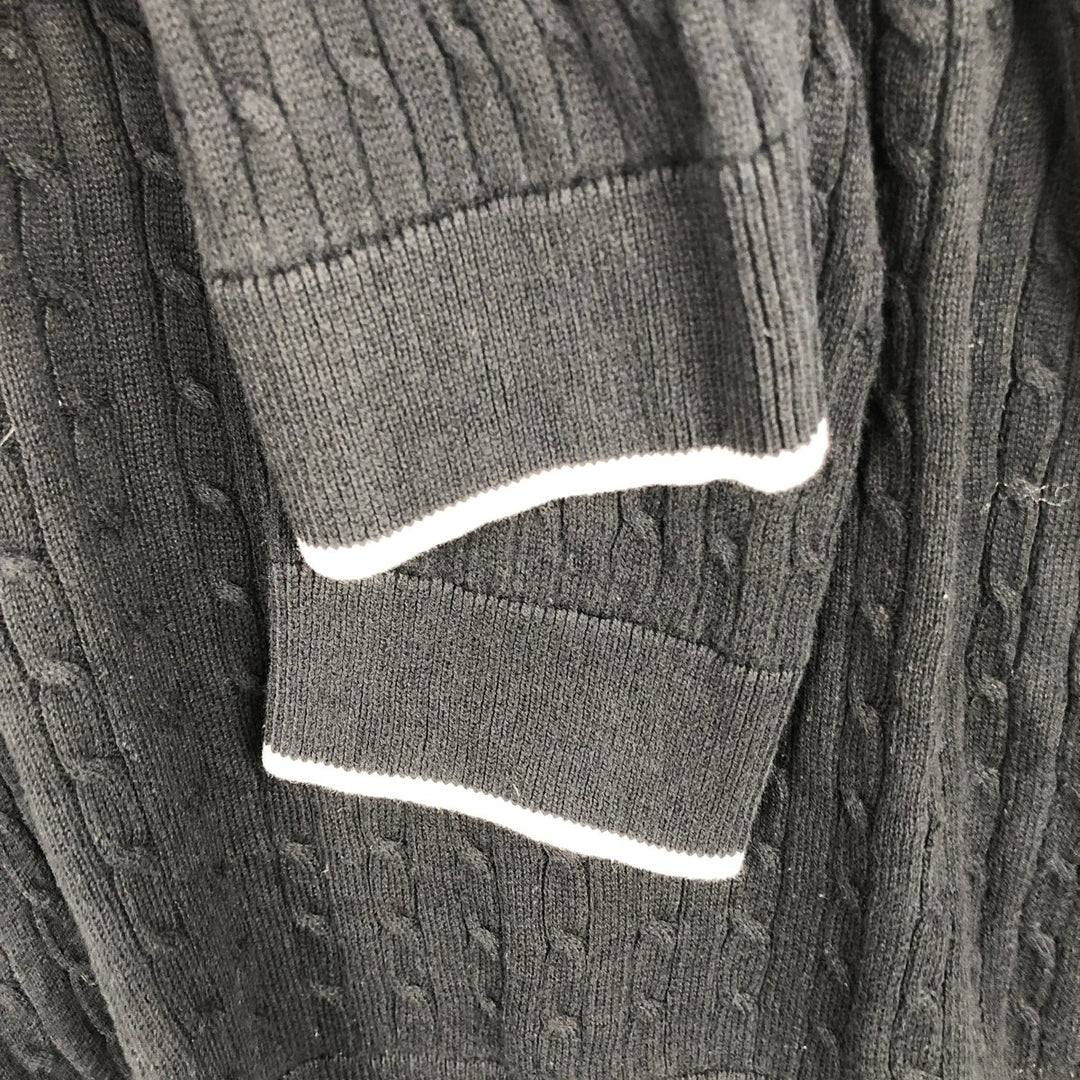 Ralph Lauren L-RL LAUREN ACTIVE Cable Knit Skipper Collar Cotton Sweater, Women's Size M (approx.) cotton black type Vintage Second Hand