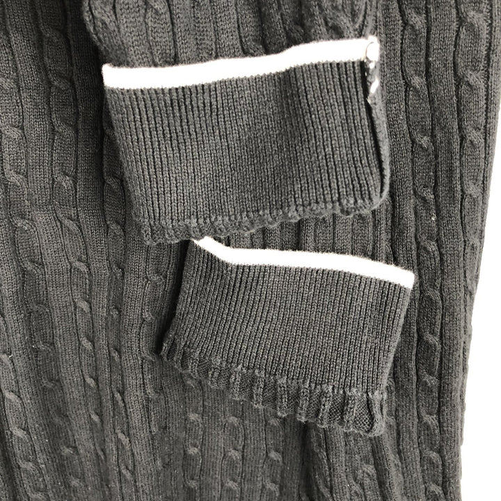 Ralph Lauren L-RL LAUREN ACTIVE Cable Knit Skipper Collar Cotton Sweater, Women's Size M (approx.) cotton black type Vintage Second Hand