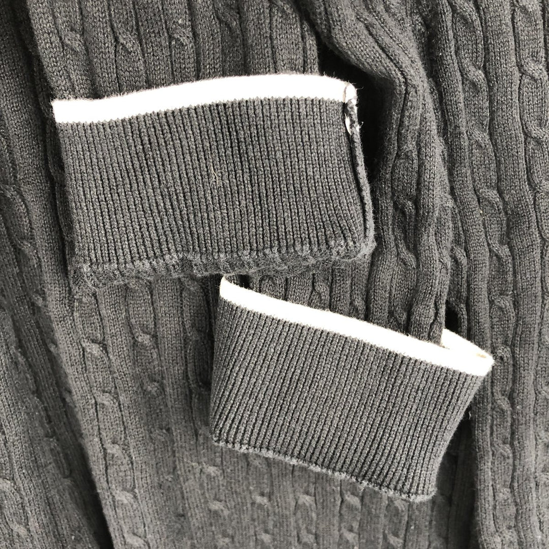 Ralph Lauren L-RL LAUREN ACTIVE Cable Knit Skipper Collar Cotton Sweater, Women's Size M (approx.) cotton black type Vintage Second Hand