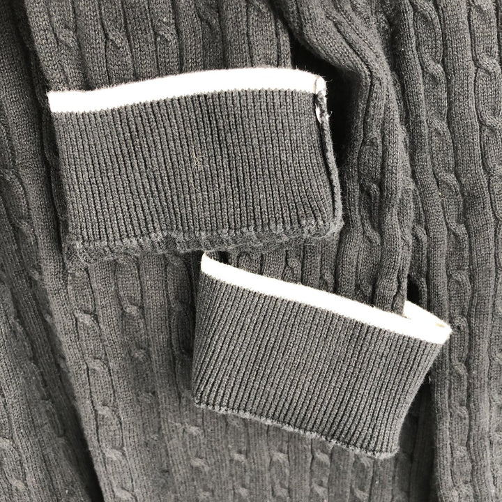 Ralph Lauren L-RL LAUREN ACTIVE Cable Knit Skipper Collar Cotton Sweater, Women's Size M (approx.) cotton black type Vintage Second Hand