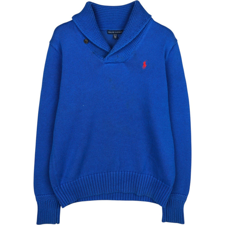 Ralph Lauren Shawl Collar Cotton Knit Sweater, Women's Size XL (approx.) cotton blue type Vintage Second Hand